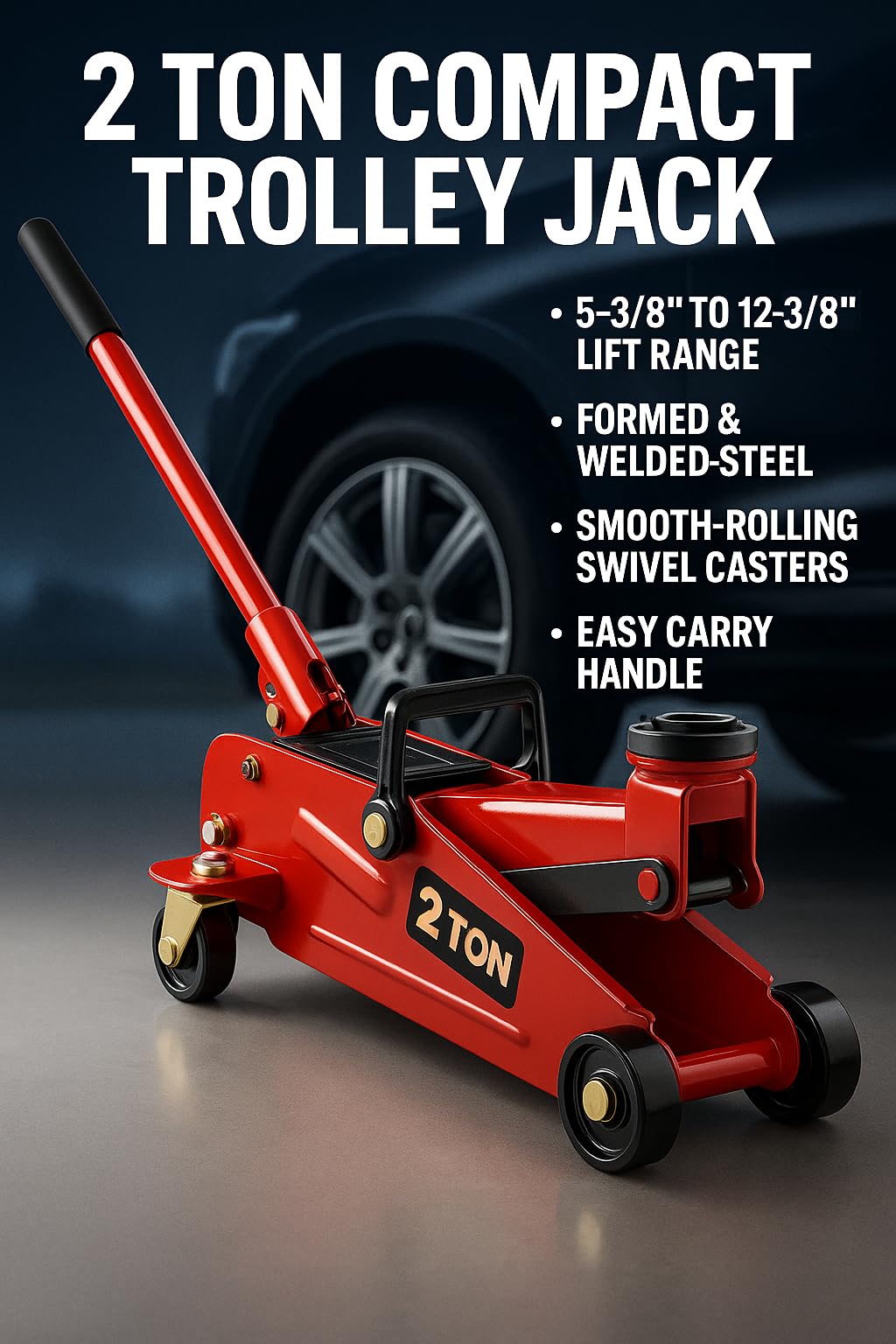 Amazon.com: 2 Ton Compact Trolley Jack — 5-3/8″–12-3/8″ Lift Range